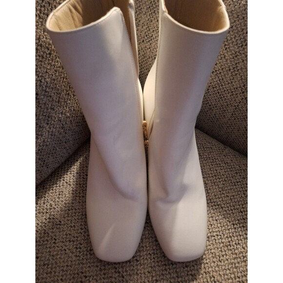 IDIFU Square‎ Toe Ankle Boots, White, Size 8.5 - Picture 2 of 9